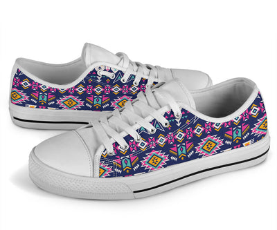 Pink Tribal Aztec native american White Bottom Low Top Shoes