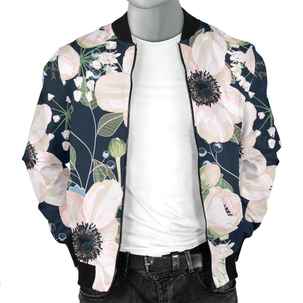 Anemone Pattern Print Design AM02 Men Bomber Jacket