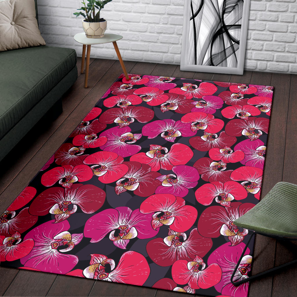 Orchid Red Pattern Print Design OR05 Area Rugs