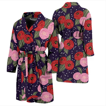Camellia Pattern Print Design CM02 Men Bathrobe