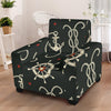 Nautical Anchor Pattern Armchair Slipcover