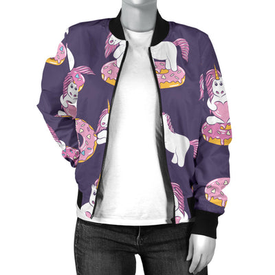 Donut Unicorn Pattern Print Design DN011 Women Bomber Jacket