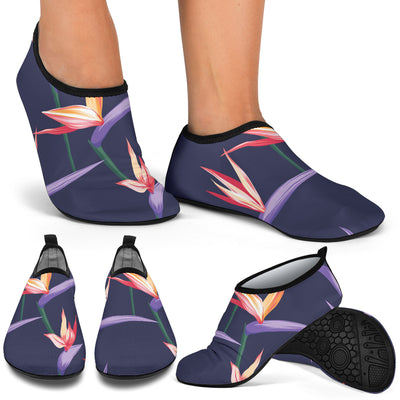 Bird Of Paradise Pattern Print Design BOP015 Aqua Water Shoes