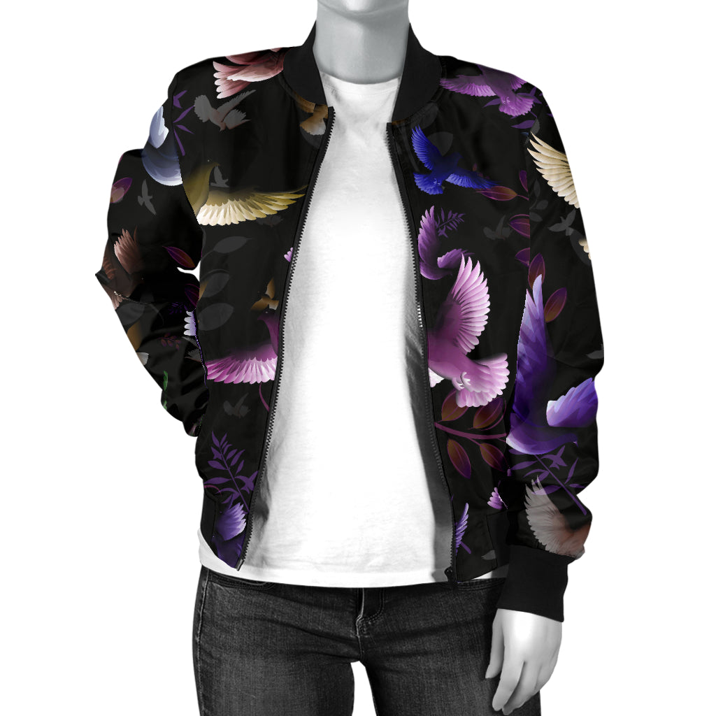 Pigeon Pattern Print Design 01 Women's Bomber Jacket