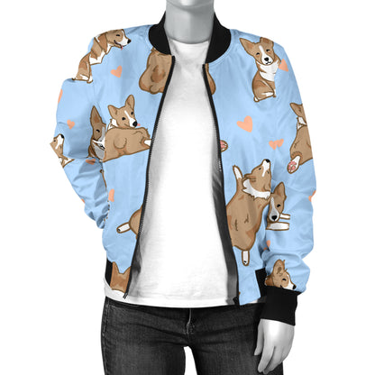 Pembroke Welsh Corgis Pattern Print Design A05 Women's Bomber Jacket