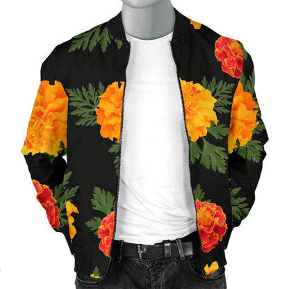 Marigold Pattern Print Design MR05 Men Bomber Jacket