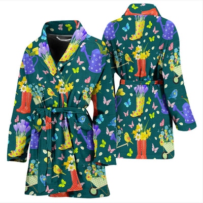 Gardening Pattern Print Design G08 Women Bathrobe