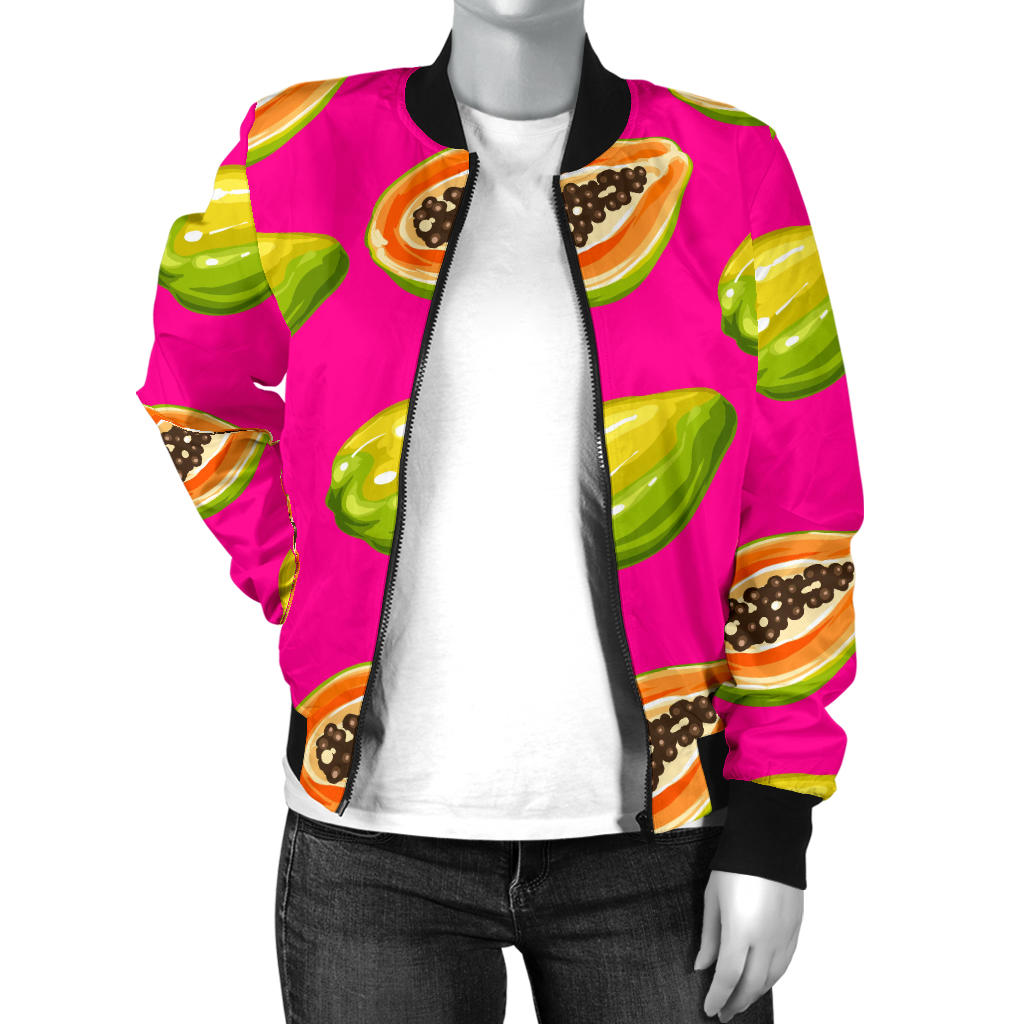 Papaya Pattern Print Design PP02 Women Bomber Jacket