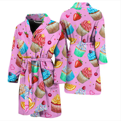 Cupcake Pattern Print Design CP05 Men Bathrobe