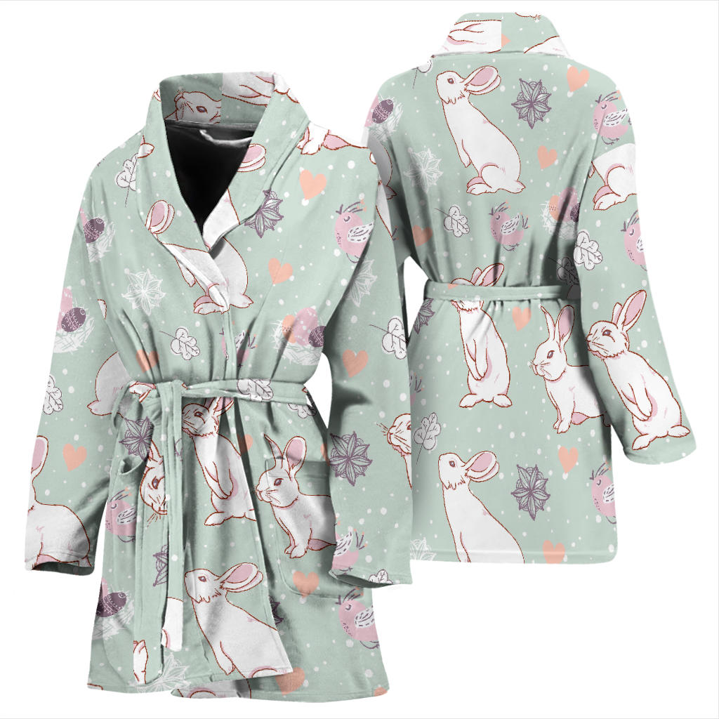 Rabbit Pattern Print Design RB011 Women Bathrobe