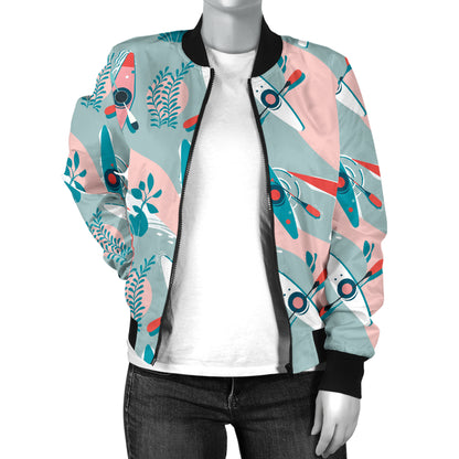 Kayak Pattern Print Design 05 Women's Bomber Jacket