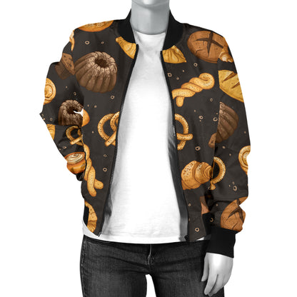Bread Pattern Print Design 05 Women's Bomber Jacket