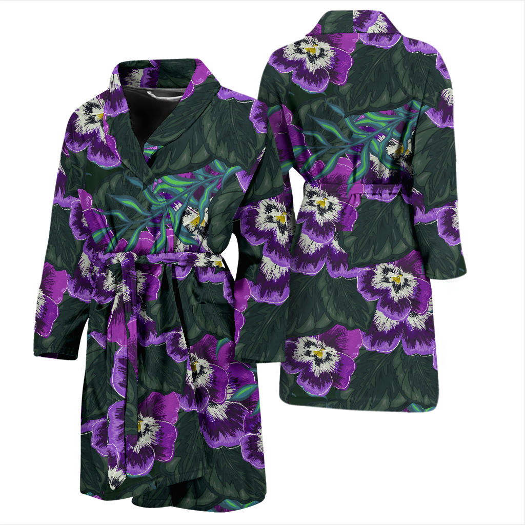Pansy Pattern Print Design PS07 Men Bathrobe