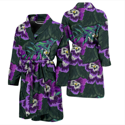 Pansy Pattern Print Design PS07 Men Bathrobe