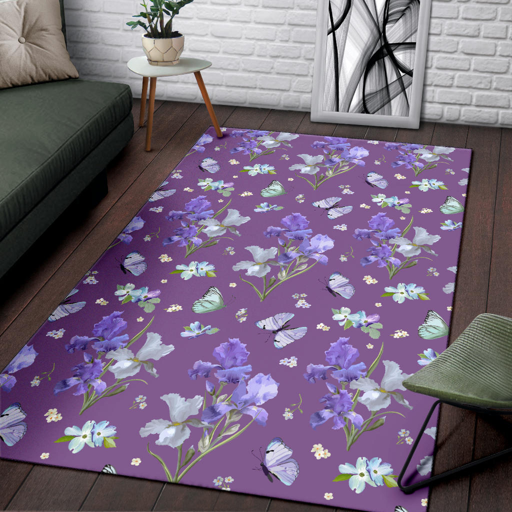 Iris Pattern Print Design IR09 Area Rugs