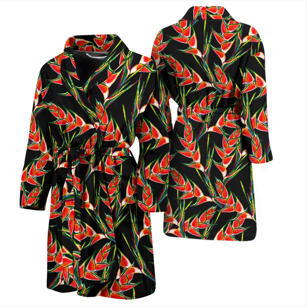 Heliconia Pattern Print Design HL010 Men Bathrobe