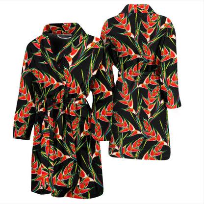 Heliconia Pattern Print Design HL010 Men Bathrobe