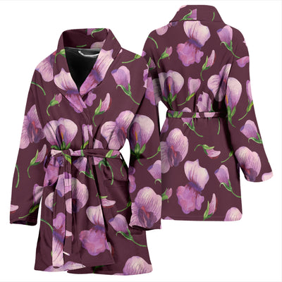 Peony Pattern Print Design PE010 Women Bathrobe