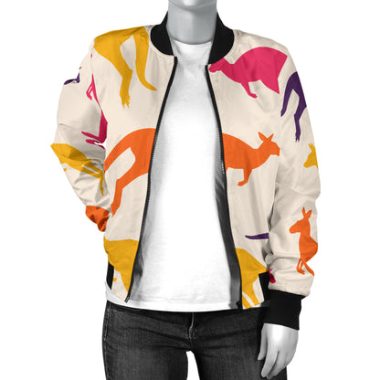 Kangaroos Pattern Print Design 01 Women's Bomber Jacket