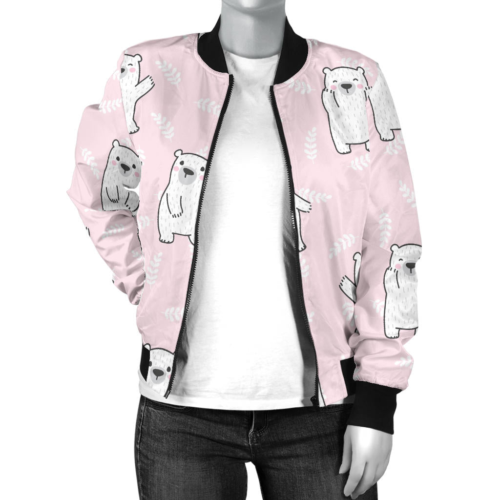 Polar Bear Pattern Print Design PB09 Women Bomber Jacket