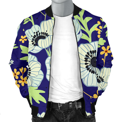 Anemone Pattern Print Design AM06 Men Bomber Jacket