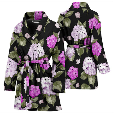 Hydrangea Pattern Print Design HD011 Women Bathrobe