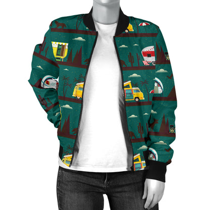 Camper Pattern Print Design 05 Women's Bomber Jacket