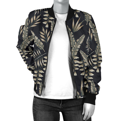 Banana Leaf Pattern Print Design 07 Women's Bomber Jacket