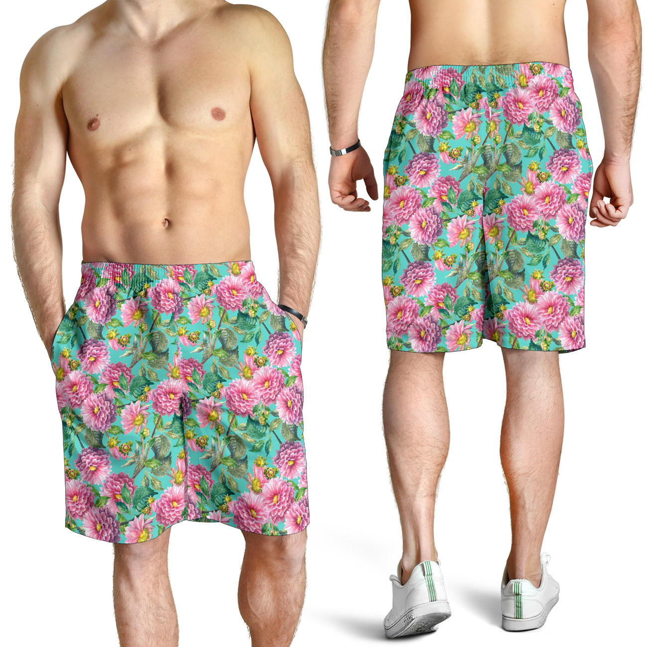 Dahlia Pattern Print Design DH07 Mens Shorts
