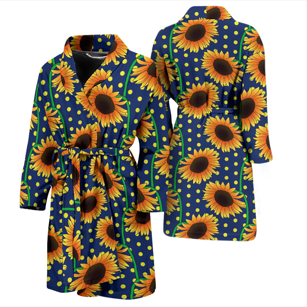 Sunflower Pattern Print Design SF03 Men Bathrobe