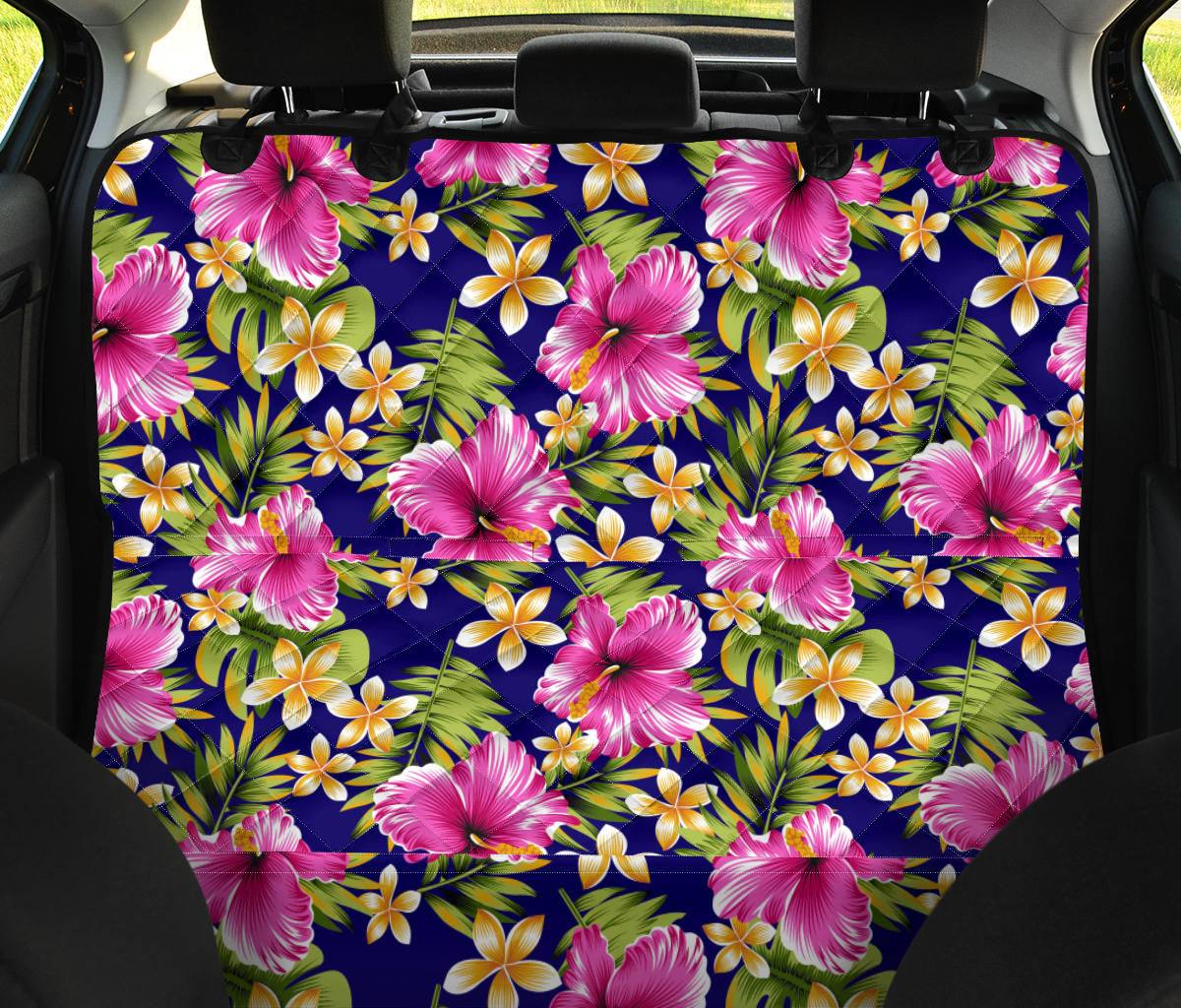 Pink Hibiscus Pattern Print Design HB027 Rear Dog  Seat Cover
