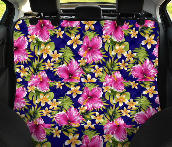 Pink Hibiscus Pattern Print Design HB027 Rear Dog Seat Cover JorJune