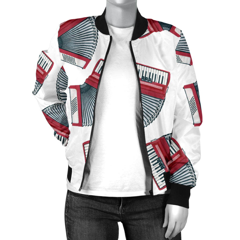 Accordion Pattern Print Design 03 Women's Bomber Jacket