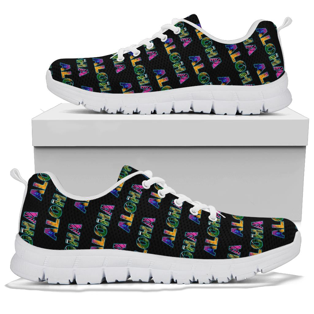 Aloha Hawaii Neon Sneakers White Bottom Shoes