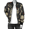 Rock and Roll Skull Pattern Print Design A03 Women's Bomber Jacket