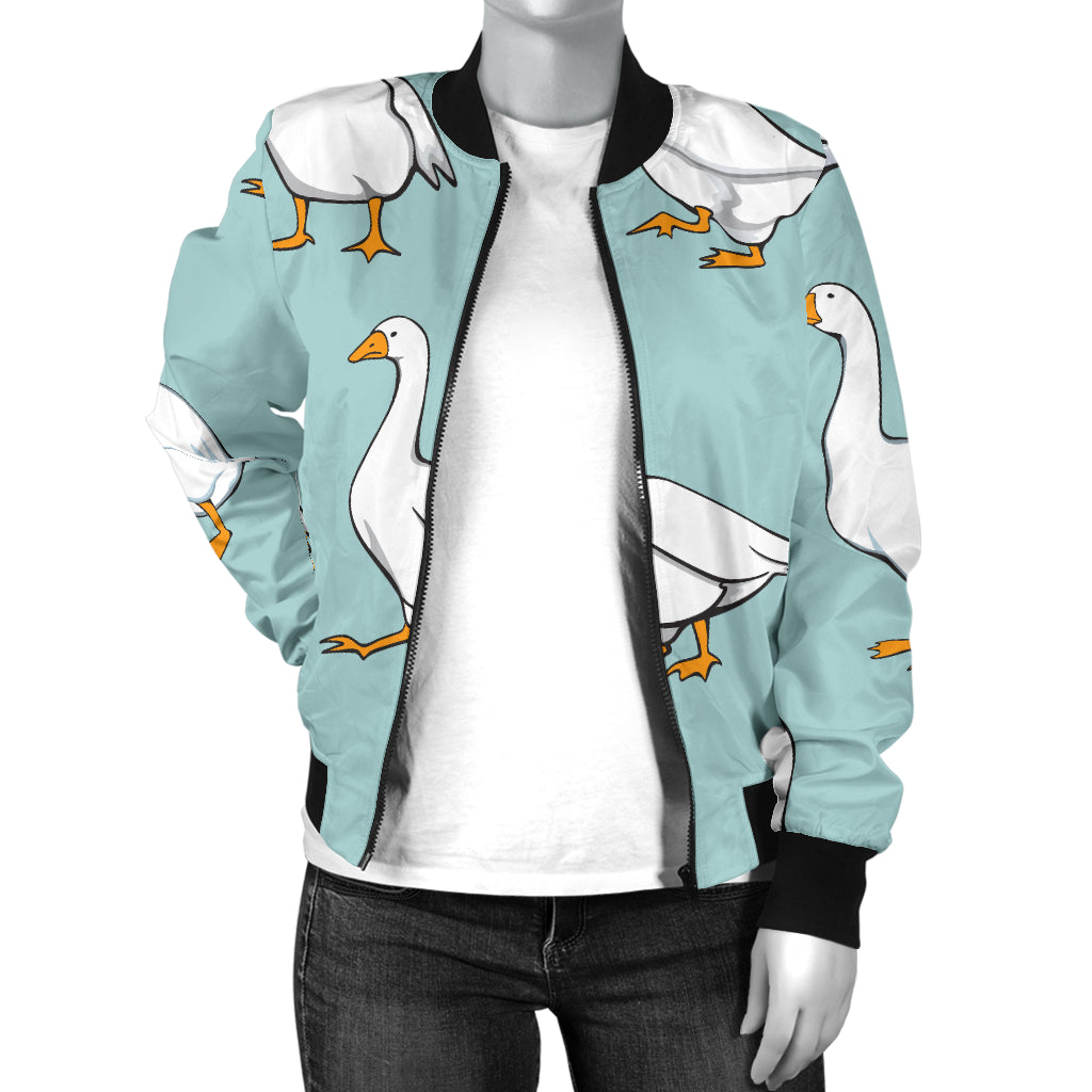 Goose Pattern Print Design 02 Women's Bomber Jacket