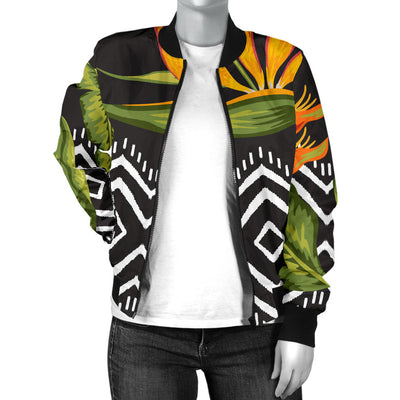 Bird Of Paradise Pattern Print Design BOP07 Women Bomber Jacket