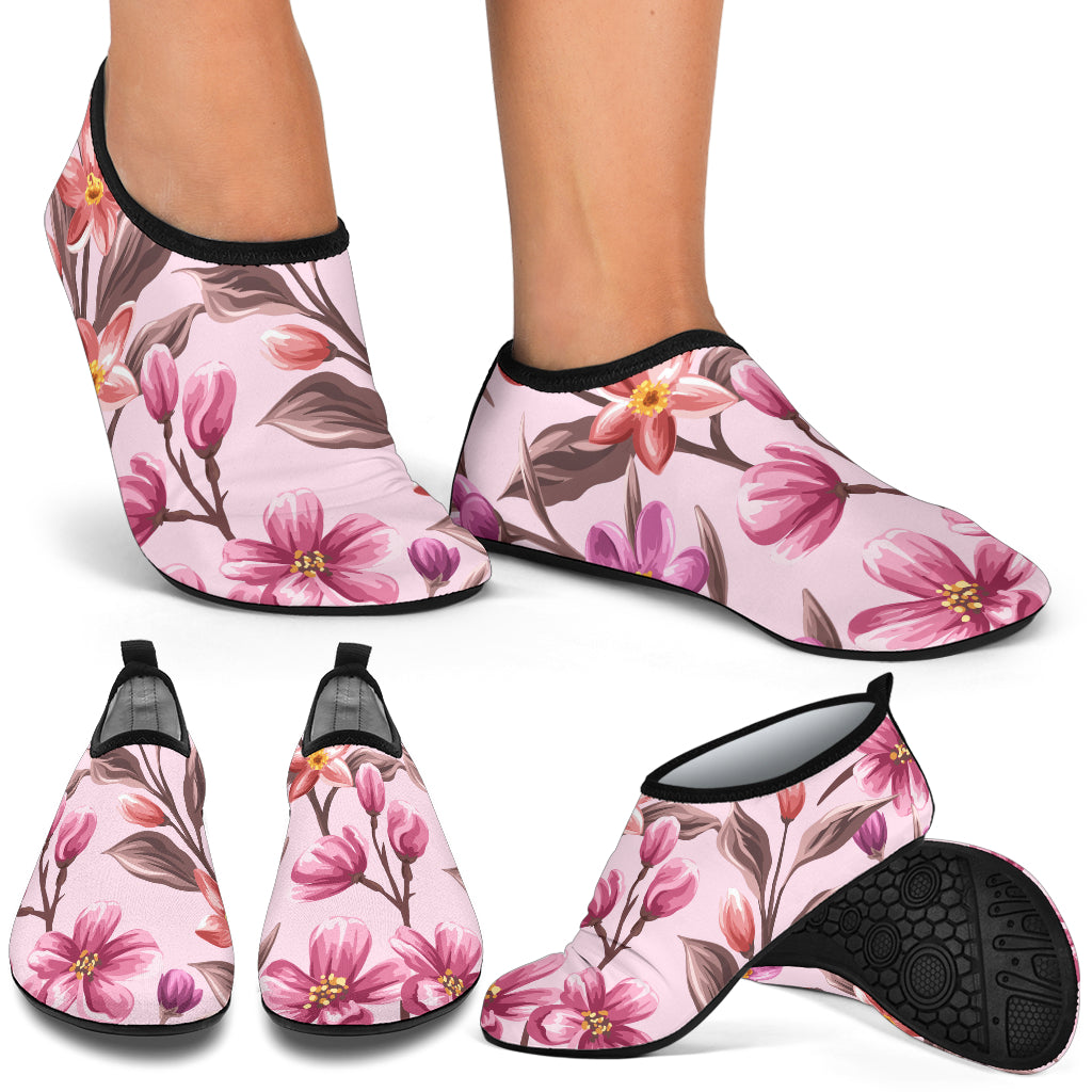 Summer Floral Pattern Print Design SF09 Aqua Water Shoes