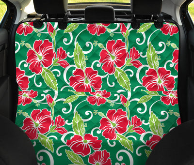 Red Hibiscus Pattern Print Design HB019 Rear Dog  Seat Cover