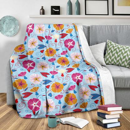 Morning Glory Pattern Print Design MG06 Fleece Blanket