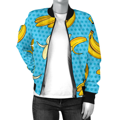 Banana Pattern Print Design BA08 Women Bomber Jacket