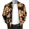 Brown Hibiscus Pattern Print Design HB06 Men Bomber Jacket