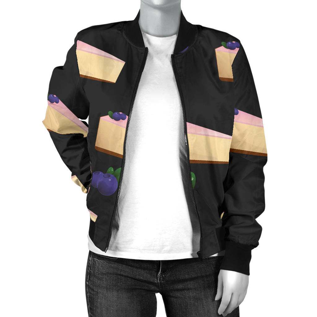 Cheesecake blueberry Pattern Print Design CK01 Women Bomber Jacket