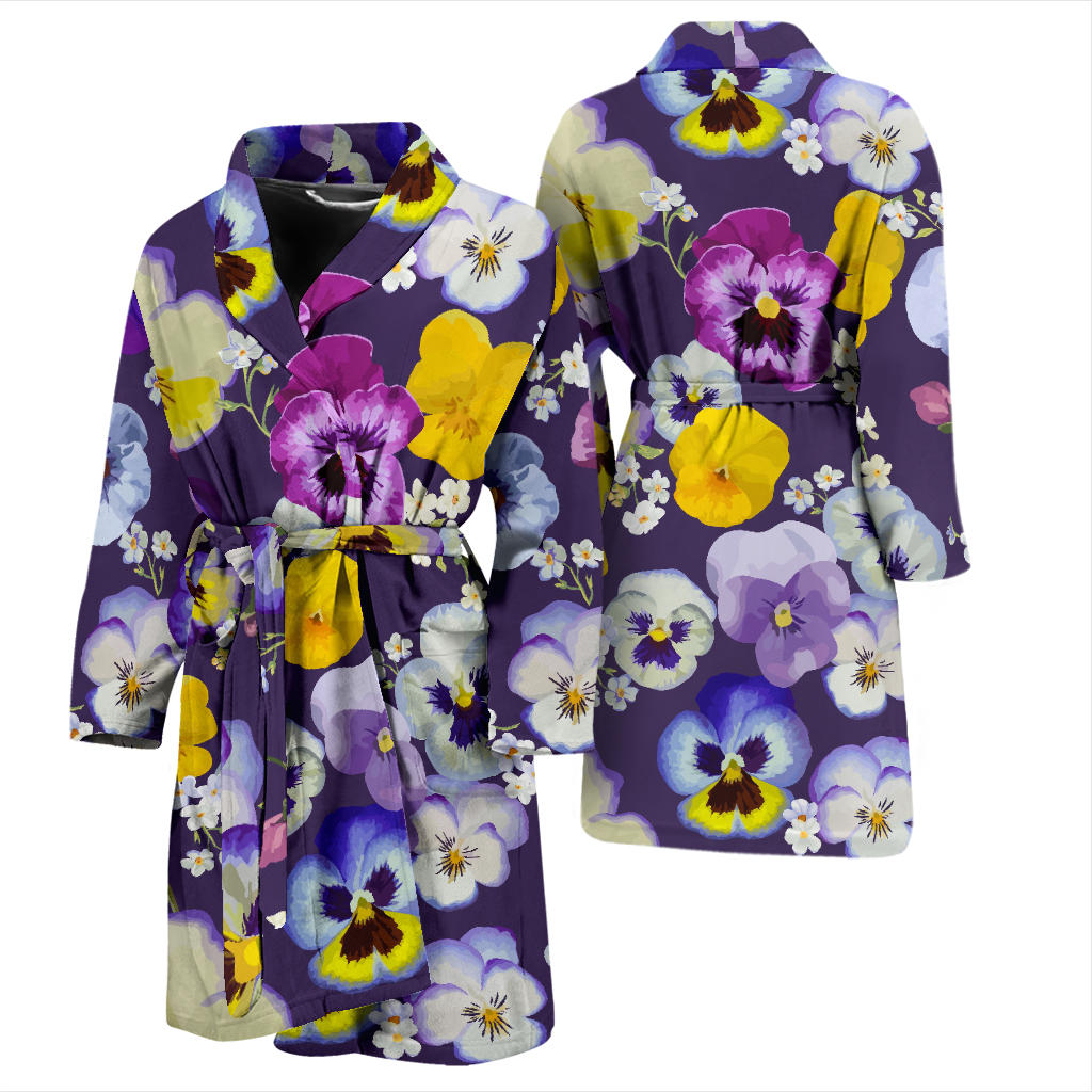 Pansy Pattern Print Design PS02 Men Bathrobe