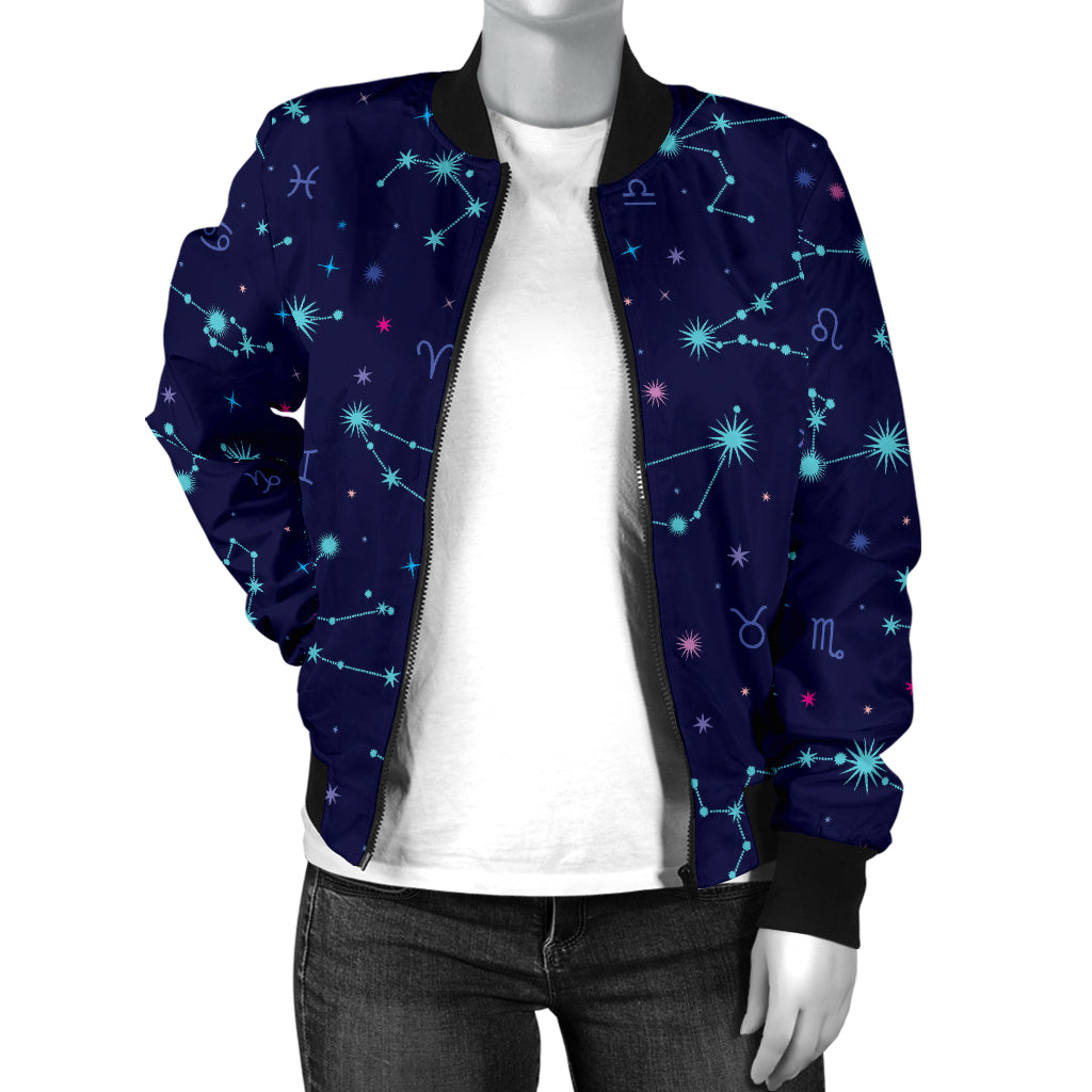 Constellation Pattern Print Design 01 Women's Bomber Jacket
