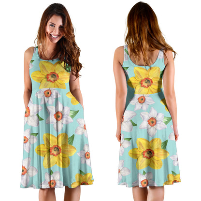 Daffodils Pattern Print Design DF07 Midi Dress