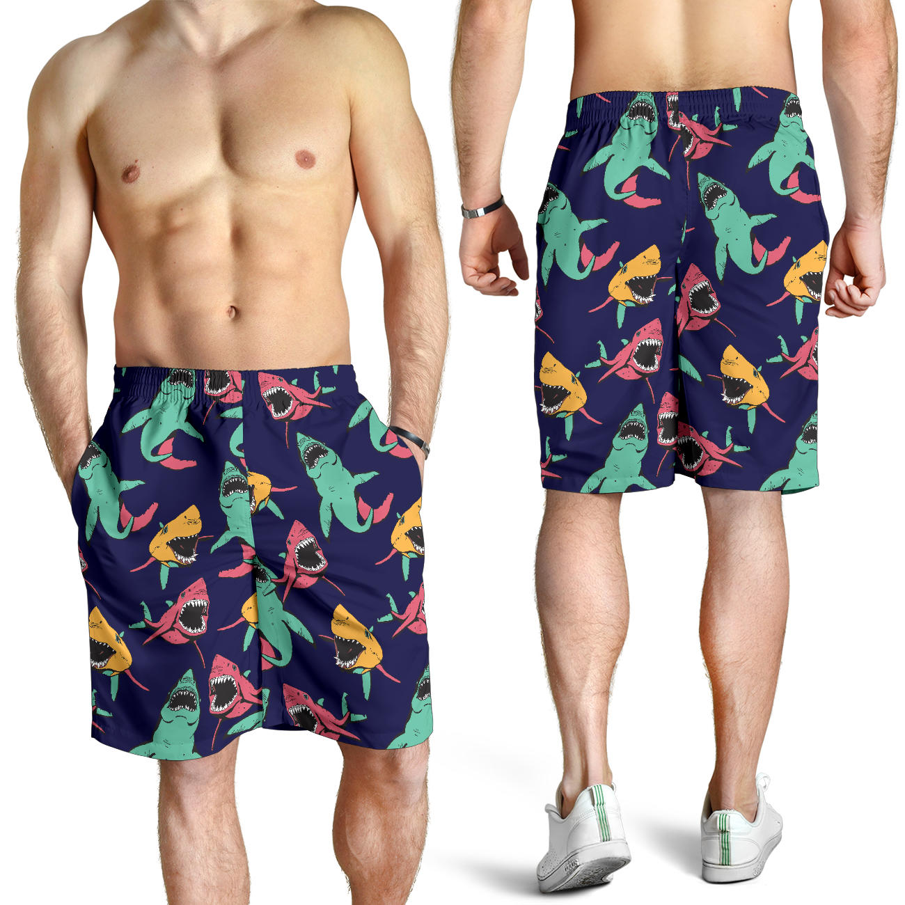 Shark Bite Pattern Mens Shorts