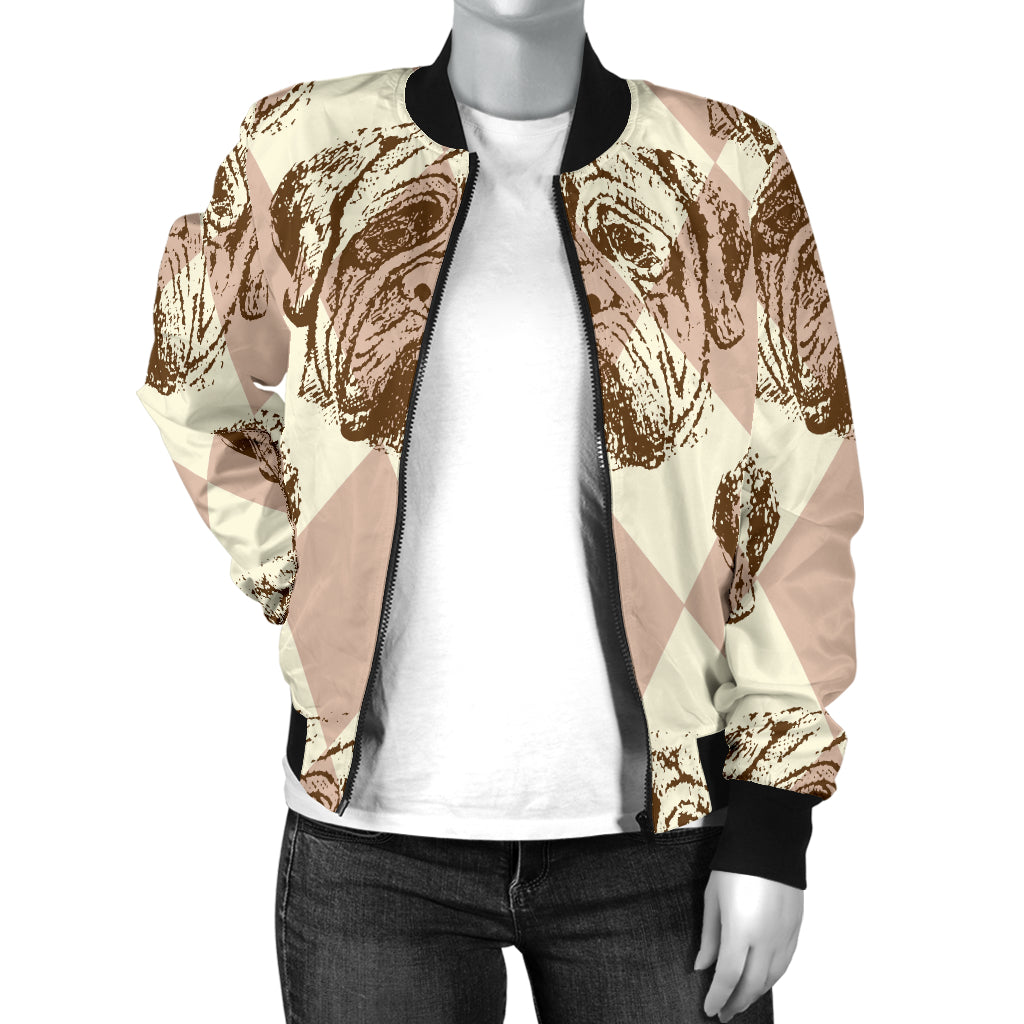 Mastiffs Pattern Print Design 01 Women's Bomber Jacket