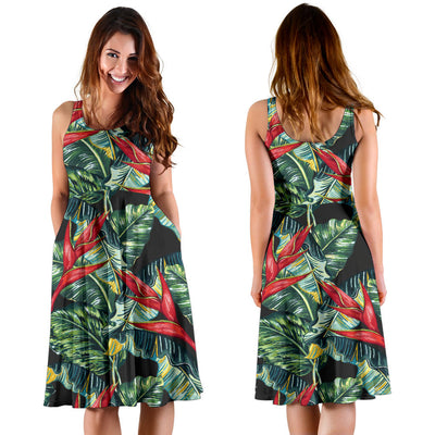 Bird Of Paradise Pattern Print Design BOP06 Midi Dress