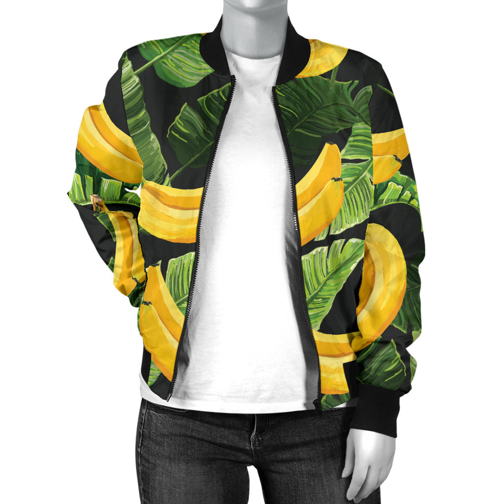 Banana Pattern Print Design BA01 Women Bomber Jacket